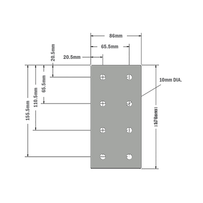 41-140-1 MODULAR SOLUTIONS ALUMINUM CONNECTING PLATE<br>90MM X 180MM FLAT W/HARDWARE